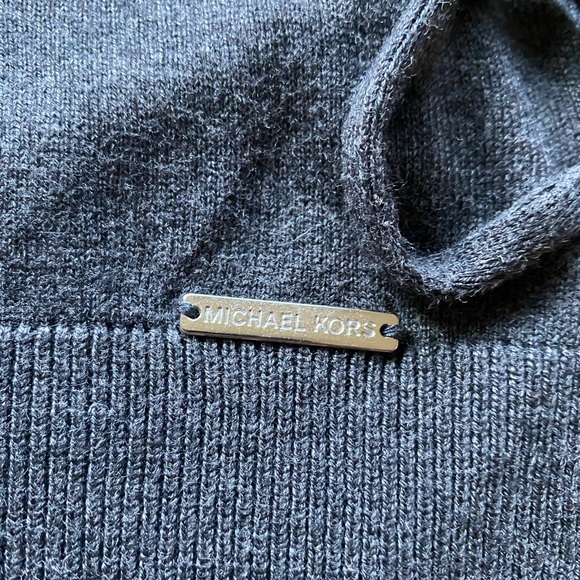 MICHAEL KORS Gray Cowl Neck Sweater with Side Tie - Picture 2 of 4